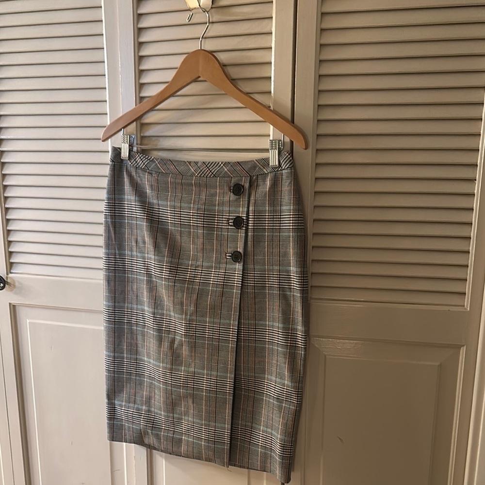 Talbots Women's Plaid Button-Detail Pencil Skirt Lined Size 6P